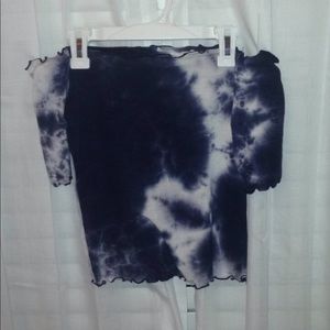 Tye dye washed blue and white off the shoulder top